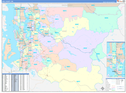 King County, WA Wall Map Color Cast Style 2024