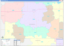 Kingman County, KS Wall Map Color Cast Style 2024