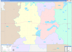 Kingsbury County, SD Wall Map Color Cast Style 2024