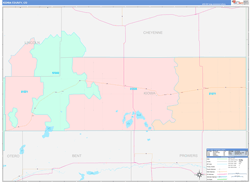 Kiowa County, CO Wall Map Color Cast Style 2024
