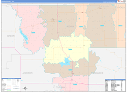 Kiowa County, OK Wall Map Color Cast Style 2024