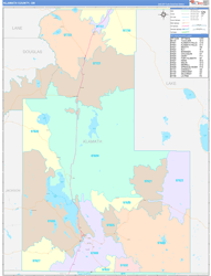 Klamath County, OR Wall Map Color Cast Style 2024