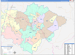 Knox County, KY Wall Map Color Cast Style 2026