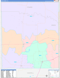 Knox County, TX Wall Map Color Cast Style 2024
