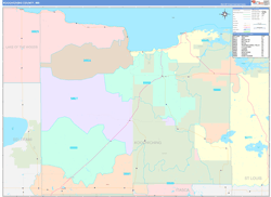 Koochiching County, MN Wall Map Color Cast Style 2024