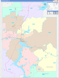 Kootenai County, ID Wall Map Color Cast Style 2024