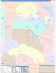Kosciusko County, IN Wall Map Color Cast Style 2024