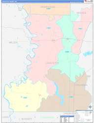 Lafayette County, AR Wall Map Color Cast Style 2024