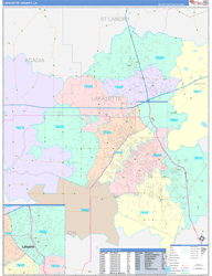 LafayetteParish (County), LA Wall Map Color Cast Style 2023