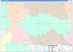 Lagrange County, IN Wall Map Color Cast Style 2024