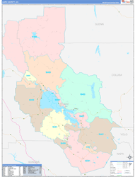 Lake County, CA Wall Map Color Cast Style 2024