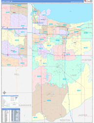 Lake County, IN Wall Map Color Cast Style 2024