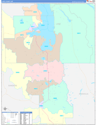 Lake County, MT Wall Map Color Cast Style 2023