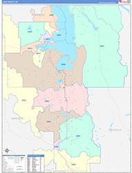 Lake County, MT Wall Map Color Cast Style 2026