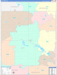 Lake County, SD Wall Map Color Cast Style 2024