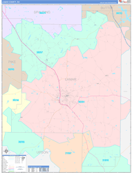 Lamar County, GA Wall Map Color Cast Style 2024