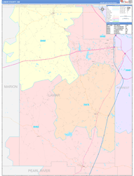 Lamar County, MS Wall Map Color Cast Style 2024