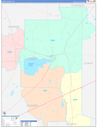 Lanier County, GA Wall Map Color Cast Style 2024