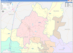 Larue County, KY Wall Map Color Cast Style 2026