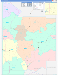 Latah County, ID Wall Map Color Cast Style 2024