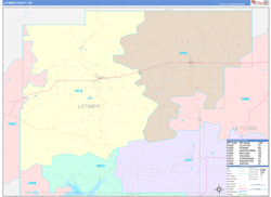 Latimer County, OK Wall Map Color Cast Style 2024