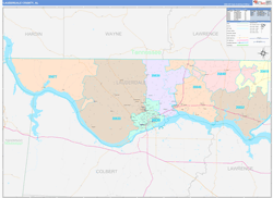 Lauderdale County, AL Wall Map Color Cast Style 2024
