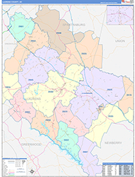 Laurens County, SC Wall Map Color Cast Style 2026