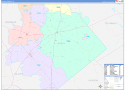 Lavaca County, TX Wall Map Color Cast Style 2024