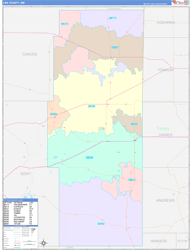 Lea County, NM Wall Map Color Cast Style 2024