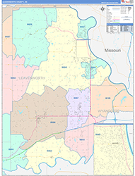 Leavenworth County, KS Wall Map Color Cast Style 2026