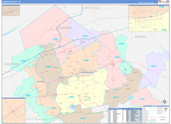 Lebanon County, PA Wall Map Color Cast Style 2024