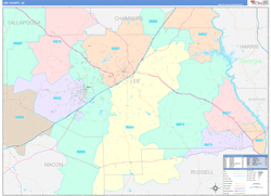 Lee County, AL Wall Map Color Cast Style 2024