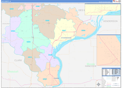 Lee County, IA Wall Map Color Cast Style 2024