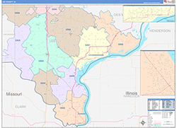 Lee County, IA Wall Map Color Cast Style 2026