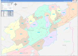 Letcher County, KY Wall Map Color Cast Style 2024
