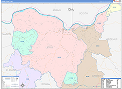 Lewis County, KY Wall Map Color Cast Style 2026