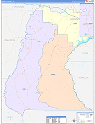 Liberty County, FL Wall Map Color Cast Style 2026