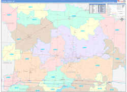 Licking County, OH Wall Map Color Cast Style 2024