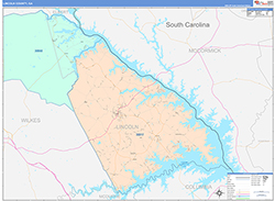 Lincoln County, GA Wall Map Color Cast Style 2026