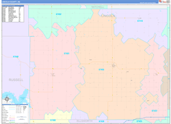 Lincoln County, KS Wall Map Color Cast Style 2024