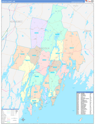 Lincoln County, ME Wall Map Color Cast Style 2024