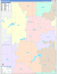 Lincoln County, MN Wall Map Color Cast Style 2024