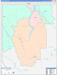 Lincoln County, MT Wall Map Color Cast Style 2026