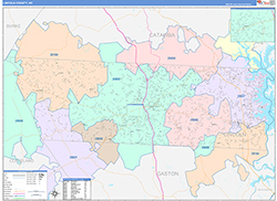 Lincoln County, NC Wall Map Color Cast Style 2026