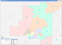 Lincoln County, NM Wall Map Color Cast Style 2024