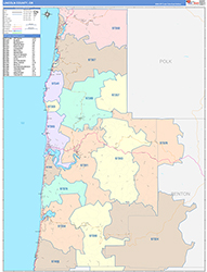 Lincoln County, OR Wall Map Color Cast Style 2026