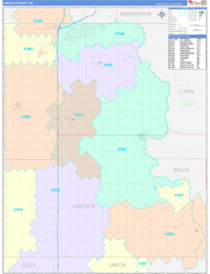 Lincoln County, SD Wall Map Color Cast Style 2024