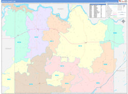 Lincoln County, WA Wall Map Color Cast Style 2024