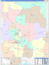Linn County, IA Wall Map Color Cast Style 2024