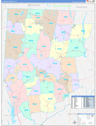 Litchfield County, CT Wall Map Color Cast Style 2024
